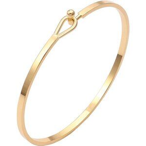 PEARL Dainty Gold Bar Bracelet for Women Simple Delicate Thin Cuff Bangle Hook